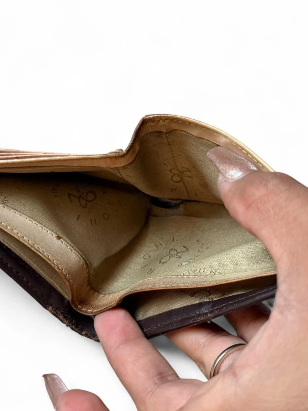 Rioni made in Italy Brown Monogram Leather Bi-Fold Wallet